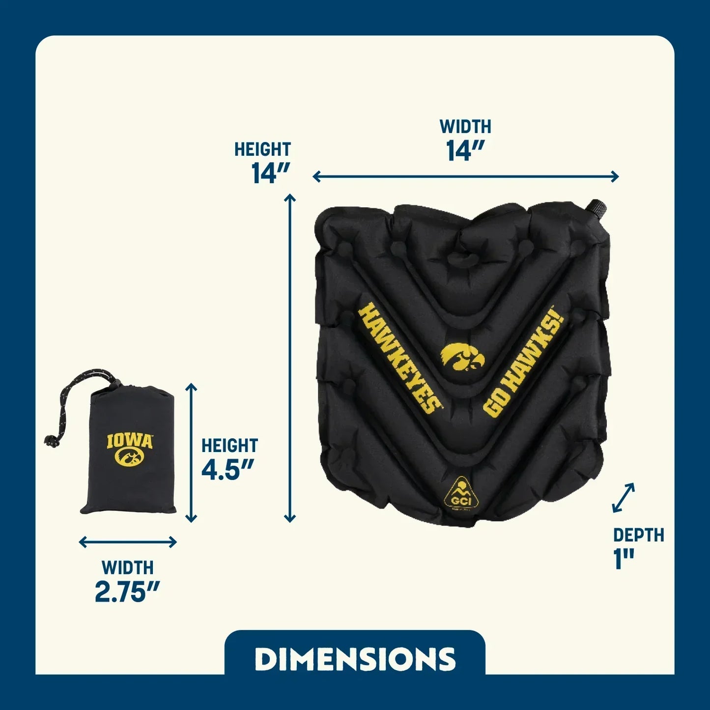 College V Seat™ Inflatable Stadium Cushion - Iowa Hawkeyes - Easy Set