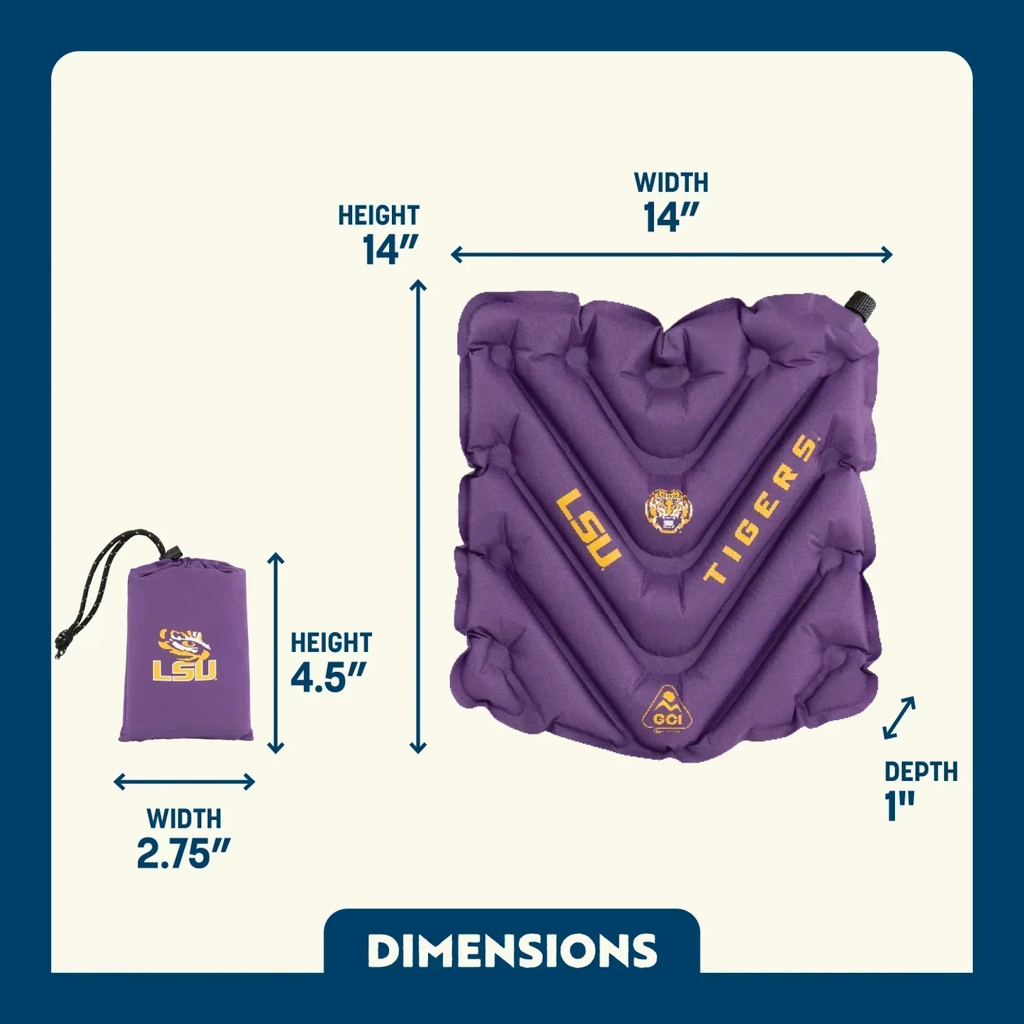 College V Seat™ Inflatable Stadium Cushion - LSU Tigers - Daily Set